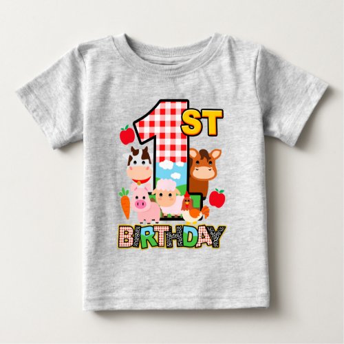 Farm Animal First Birthday  Barnyard Birthday Baby T_Shirt