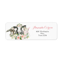 Farm Animal Floral Girl Address Label