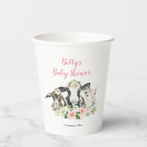 Farm Animal Floral Girl Baby Shower Paper Cups