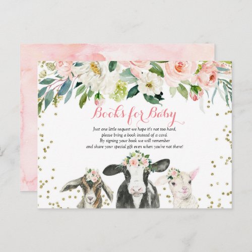 Farm Animal Floral Girl Books for Baby Card