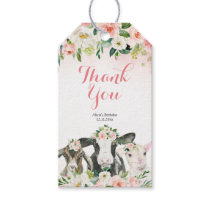 Farm Animal Floral Girl Favor Gift Tag