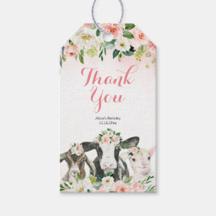Farm Animal Floral Girl Favor Gift Tag