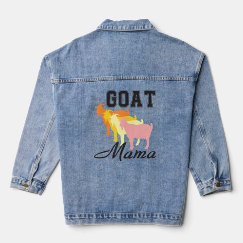 Farm Animal  For Women Goat Mama Mom  Retro  Denim Jacket
