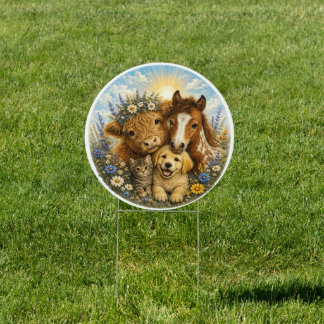 Farm Animal Friends Garden Decor Sign