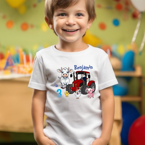 Farm Animal Fun Red Tractor Birthday Party Toddler T_shirt