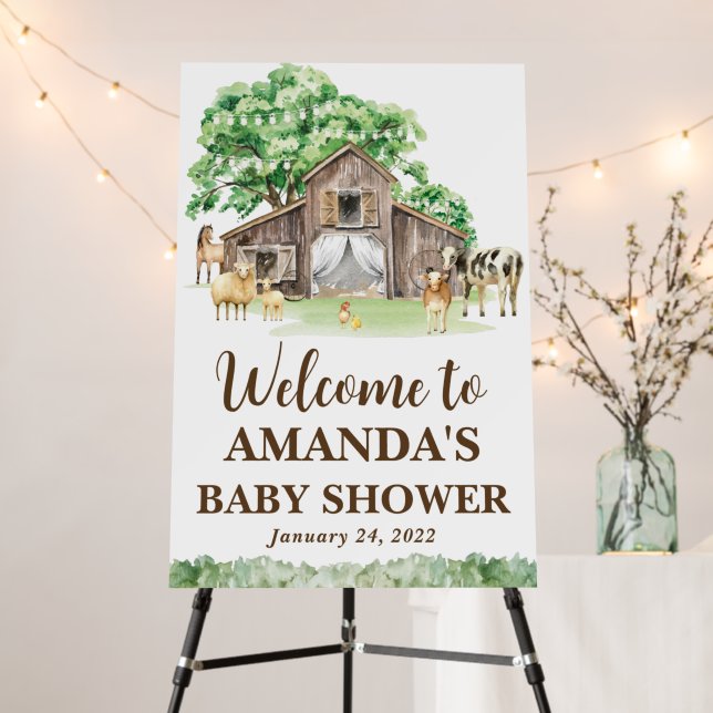 Farm Animal Gender Neutral Baby Shower Welcome Foam Board (In Situ (Stand))