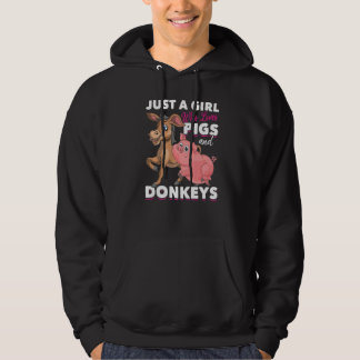 Farm Animal  Girls Farmer Women Farming Donkey Pig Hoodie