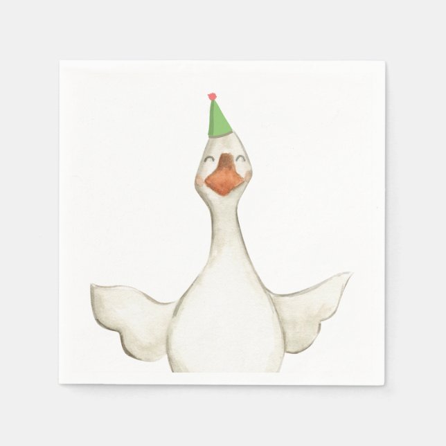 Farm Animal Goose Gender Neutral Birthday Barnyard Napkins (Front)
