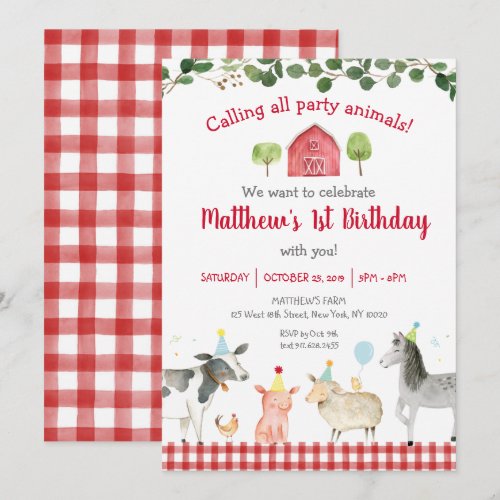 Farm Animal Greenery 1st Birthday