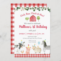 Farm Animal Greenery Birthday Invitation