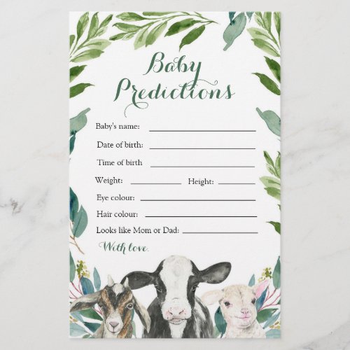 Farm Animal Greenery Boy Baby Predictions