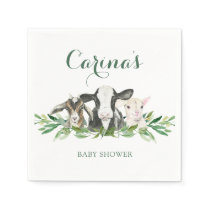 Farm Animal Greenery Boy Baby Shower Napkins