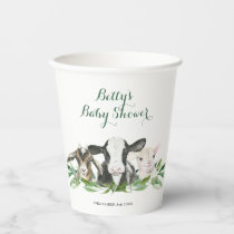 Farm Animal Greenery Boy Baby Shower Paper Cups