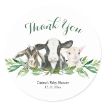 Farm Animal Greenery Boy Baby Shower Sticker