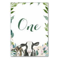 Farm Animal Greenery Boy Baby Shower Table Number