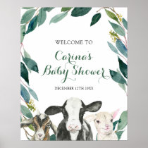 Farm Animal Greenery Boy Baby Shower Welcome Sign
