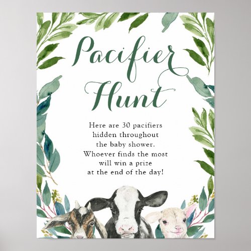 Farm Animal Greenery Boy Pacifier Hunt Poster