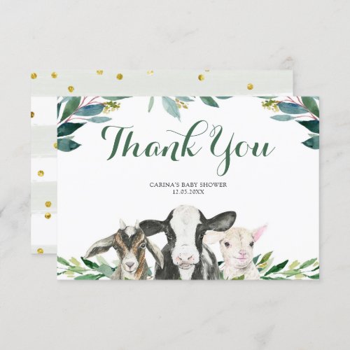 Farm Animal Greenery Boy Thank You Card