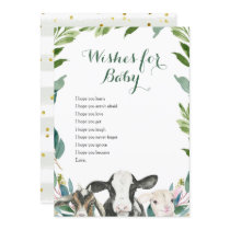 Farm Animal Greenery Boy Wishes for Baby Card