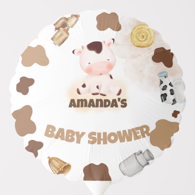 Farm Animal Holy Cow Baby Shower Balloon (Front)