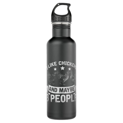 Farm Animal I Like Chickens And Maybe 3 People Fun Stainless Steel Water Bottle