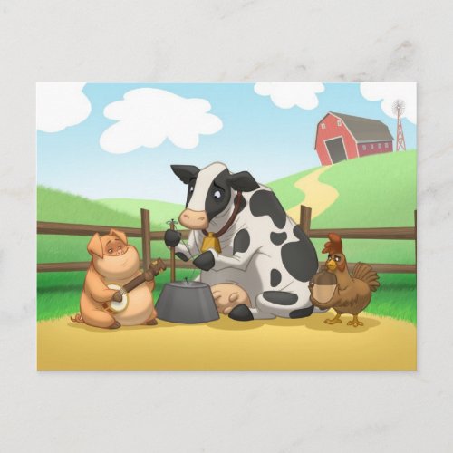 Farm Animal Jug Band Postcard