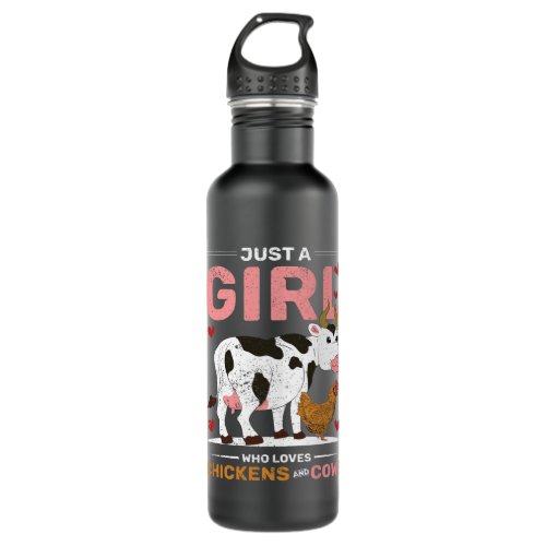 Farm Animal Lover Cow Lover Farmer Girls Women Chi Stainless Steel Water Bottle