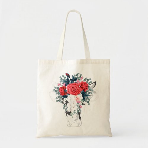 Farm Animal Nature Flower Gift Cow Tote Bag