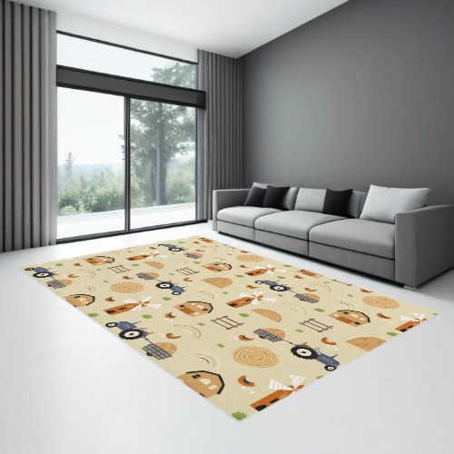 Farm animal pattern rug