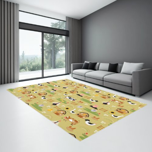 Farm animal pattern rug