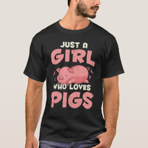 Farm Animal Pig Girls Women Cute Piglet Sleeping T-Shirt