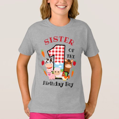 Farm Animal Sister of the First Birthday  T_Shirt