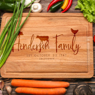 Farm Animal Solid Wood Cutting Board w/ Groove