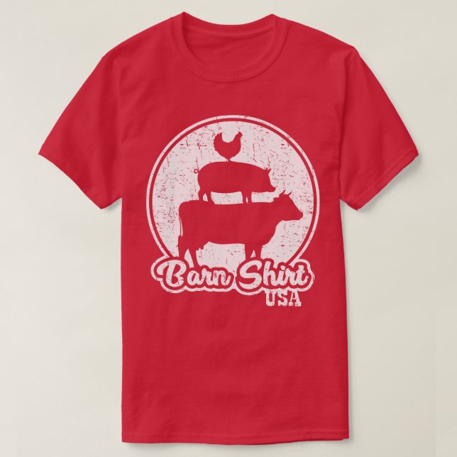 Farm Animal Stack White Distressed T-Shirt (Design Front)