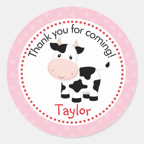 Farm Animal Stickers Pink for Girls with Cow