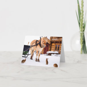 Farm animal talk horse and rabbits holiday card
