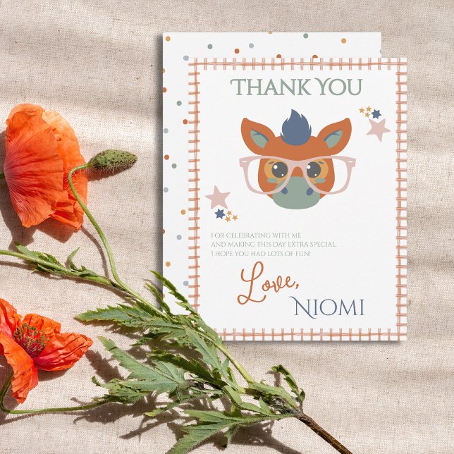 Farm Animal Thank You Card (Farm Animal Birthday Thank You Card Donkey)
