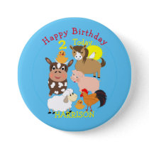 Farm Animal Themed Kids Birthday Party Button
