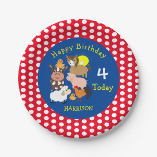 Farm Animal Themed Kids Birthday Party Editable Paper Plates