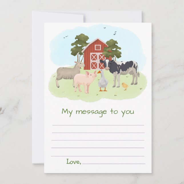 Farm Animal Time Capsule Message To You Blank Card (Front)