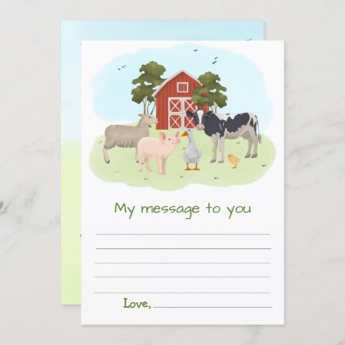 Farm Animal Time Capsule Message To You Blank Card