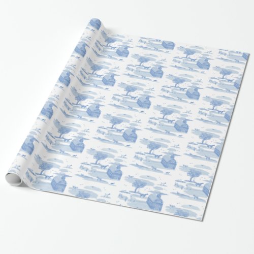  Farm Animal Toile Wrapping Paper