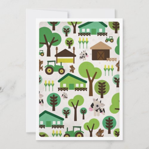 Farm animal tractor kids birthday invitation