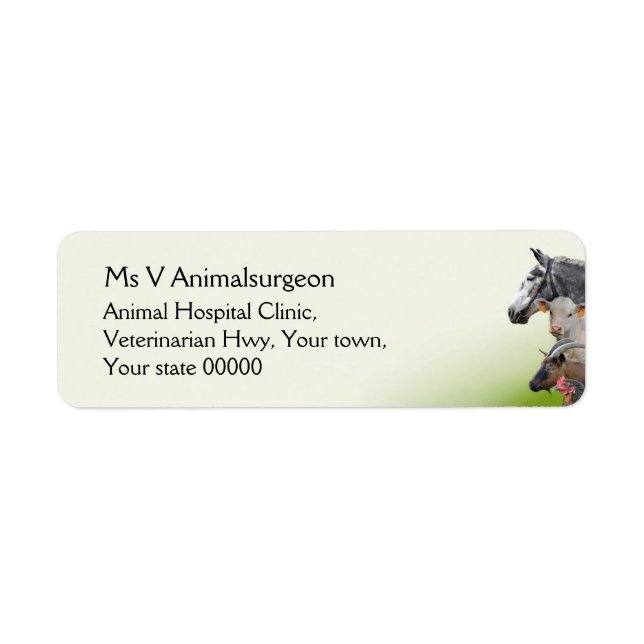 Farm animal veterinarian label (Front)