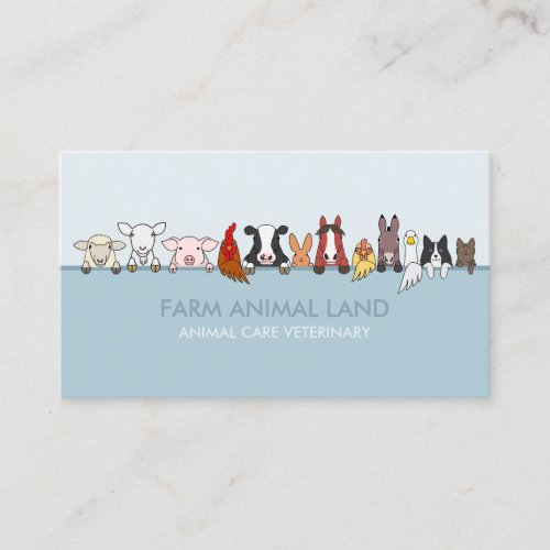 Farm Animal Veterinary Blue Business Card