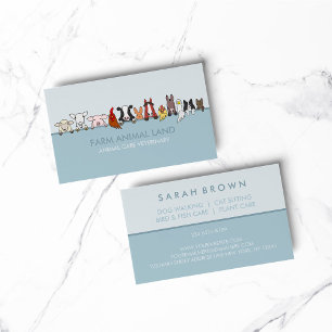 Farm Animal Veterinary Blue Business Card