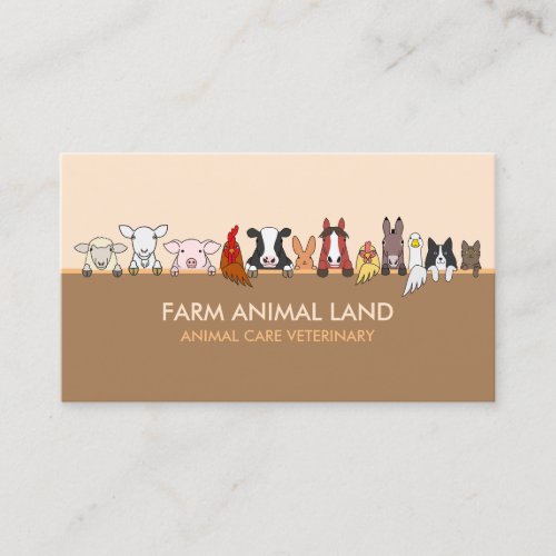 Farm Animal Veterinary Orange Brown Business Card