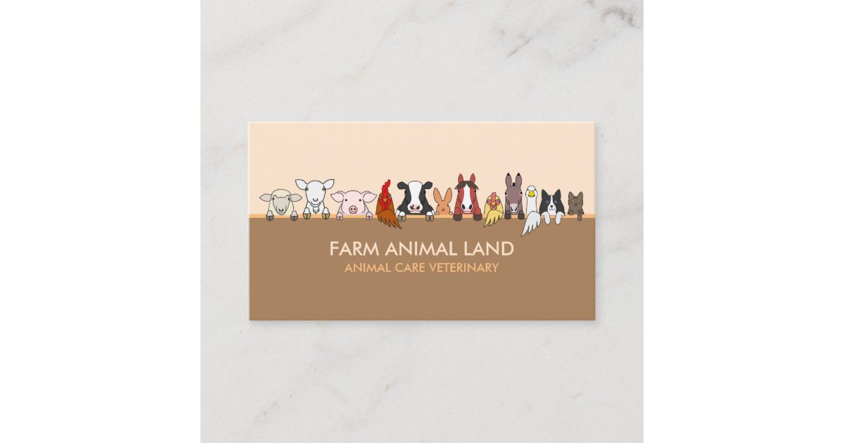 Farm Animal Veterinary Orange Brown Business Card Zazzle