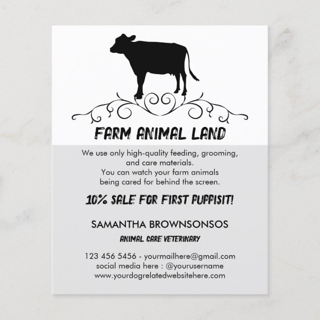 Farm Animal Veterinary Services cow Flyer