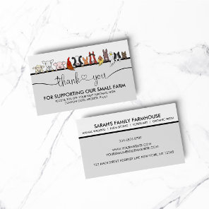 Farm Animal Veterinary Thank You Business Card